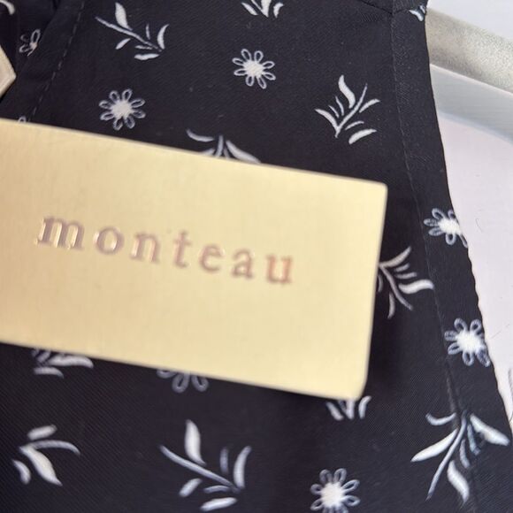 NWT MONTEAU BLACK DITSY FLORAL JUMPSUIT CROPPED MEDIUM RUFFLE - Picture 5 of 11